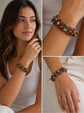 Multicolor Beaded Bracelet With Magnetic Closure